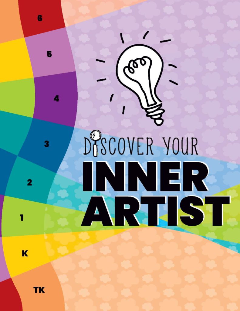 A colorful graphic shows a light bulb above the words Discover Your Inner Artist