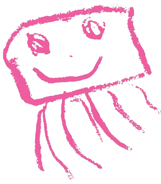 hand-drawn jelly fish smiling
