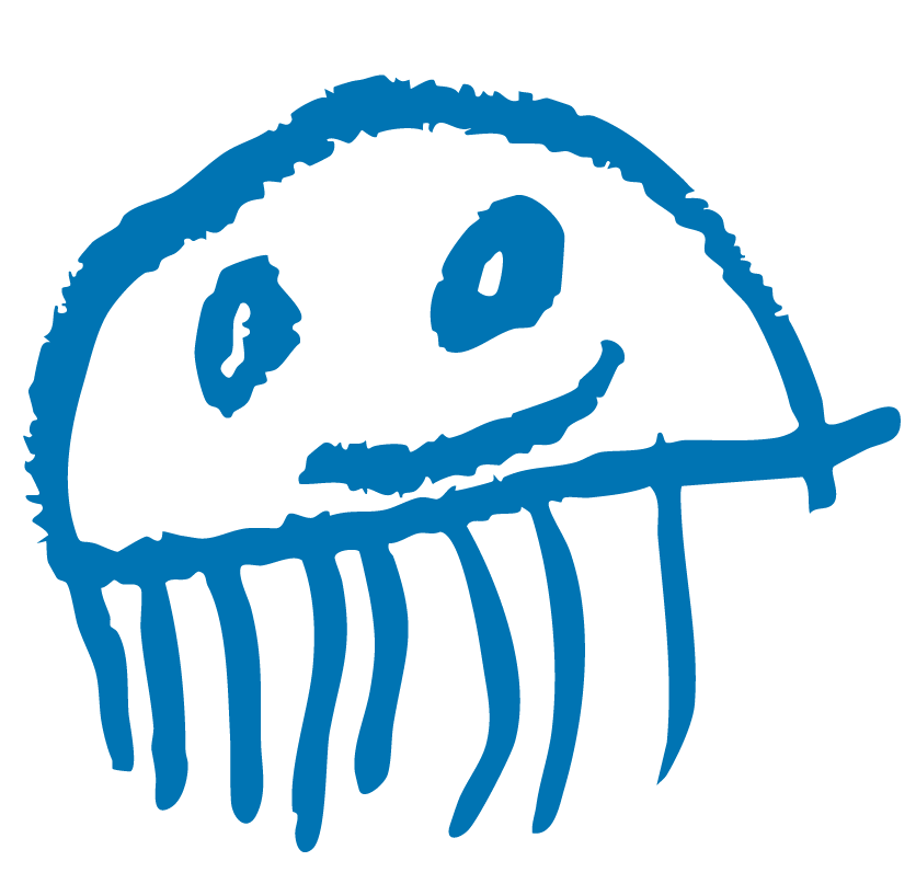 hand-drawn jelly fish smiling