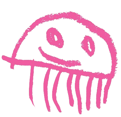 hand-drawn jelly fish smiling