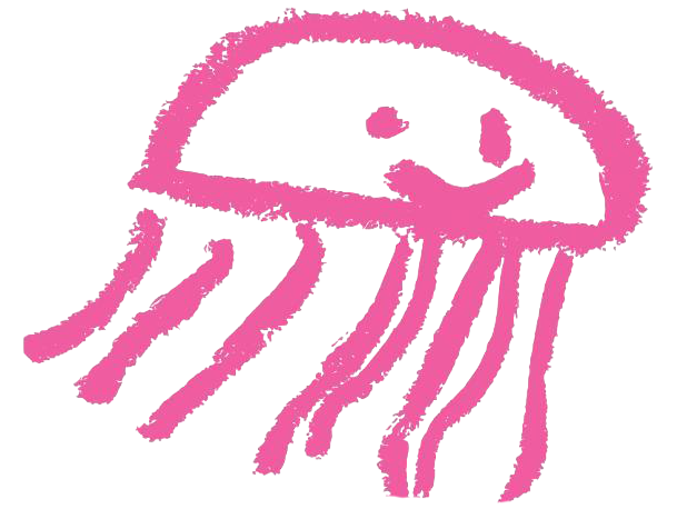 hand-drawn jelly fish smiling